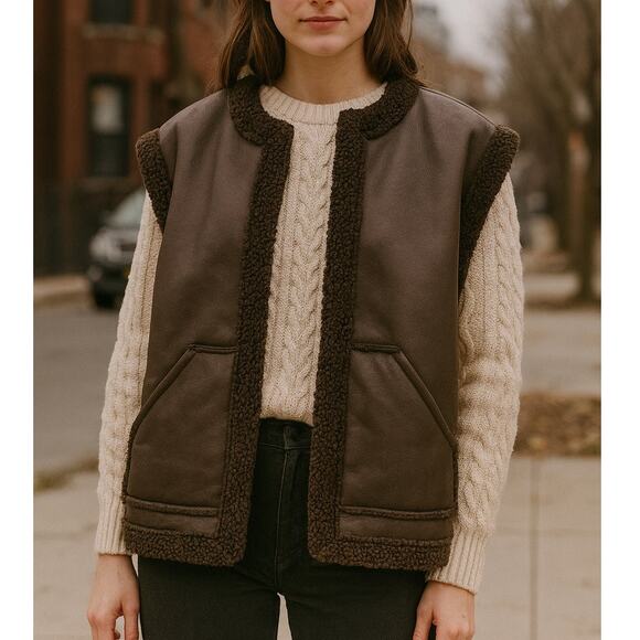 Future Collective Jackets & Blazers - Future Collective x Reese Blutstein Faux Shearling Lined Leather Vest